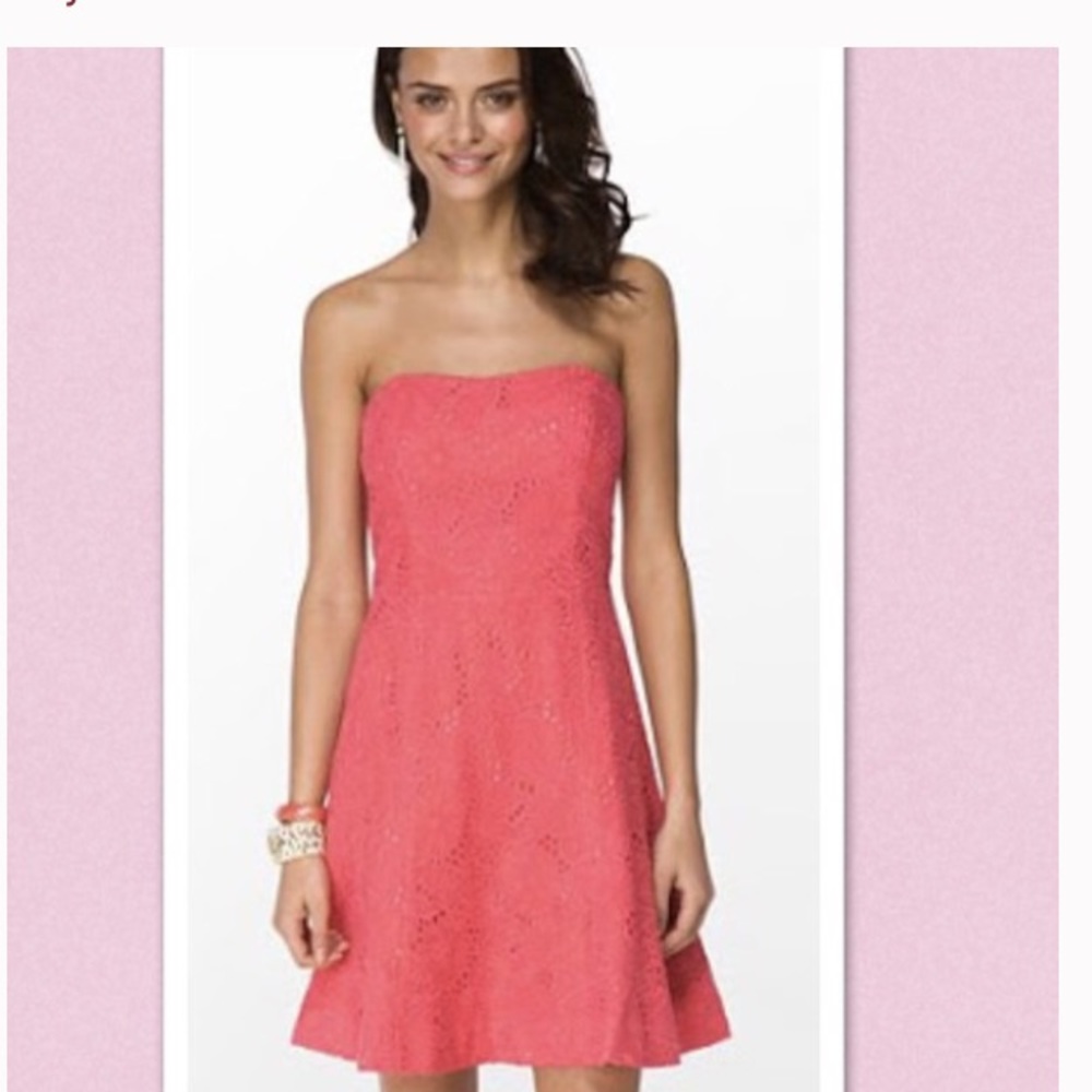Lilly Pulitzer strapless coral lace dress